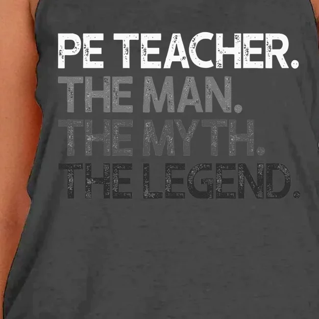 PE Teacher The Man Myth Legend Gift Women's Knotted Racerback Tank