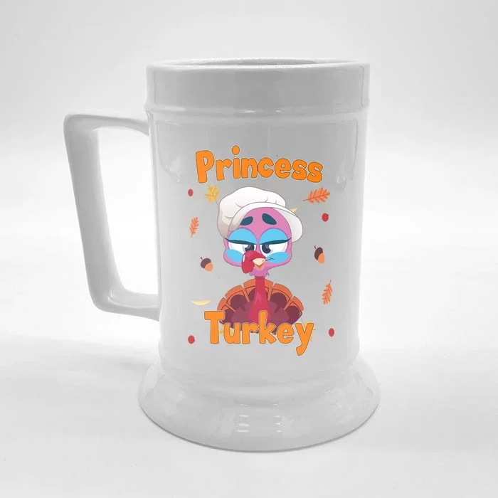 Princess Turkey Thanksgiving Little Turkey Family Matching Gift Front & Back Beer Stein