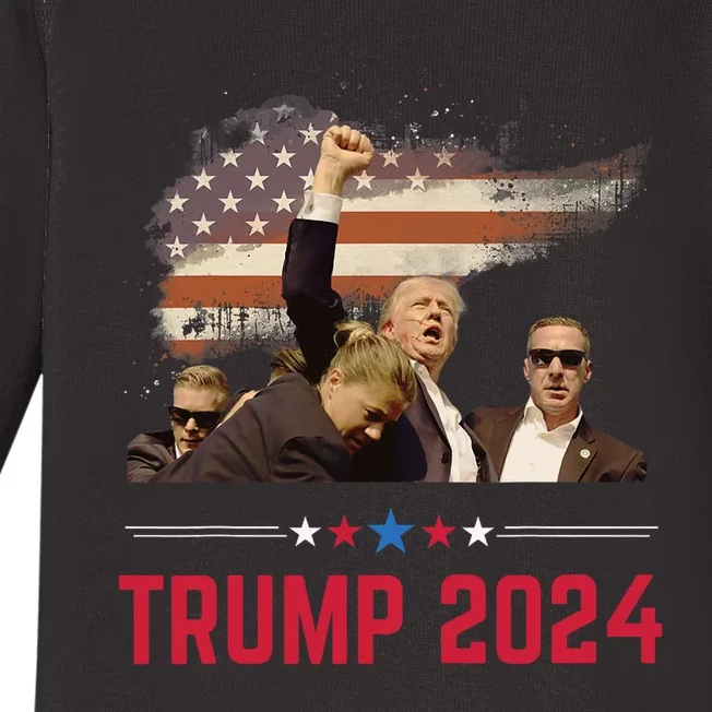 President Trump Trending Political Trump 2024 Election Baby Long Sleeve Bodysuit