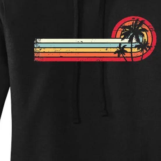 Palm Tree Tropical Beach Retro Style 70s 80s Women's Pullover Hoodie