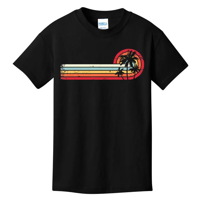 Palm Tree Tropical Beach Retro Style 70s 80s Kids T-Shirt