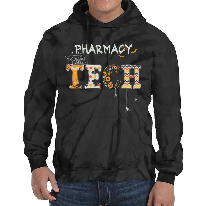 Pharmacy Technician Tech Funny Pharmacist Halloween Spooky Tie Dye Hoodie