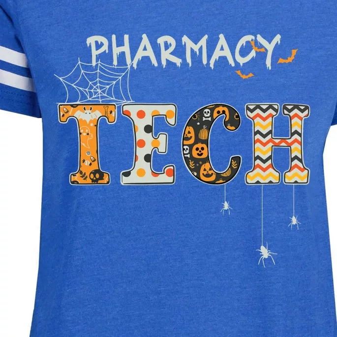 Pharmacy Technician Tech Funny Pharmacist Halloween Spooky Enza Ladies Jersey Football T-Shirt