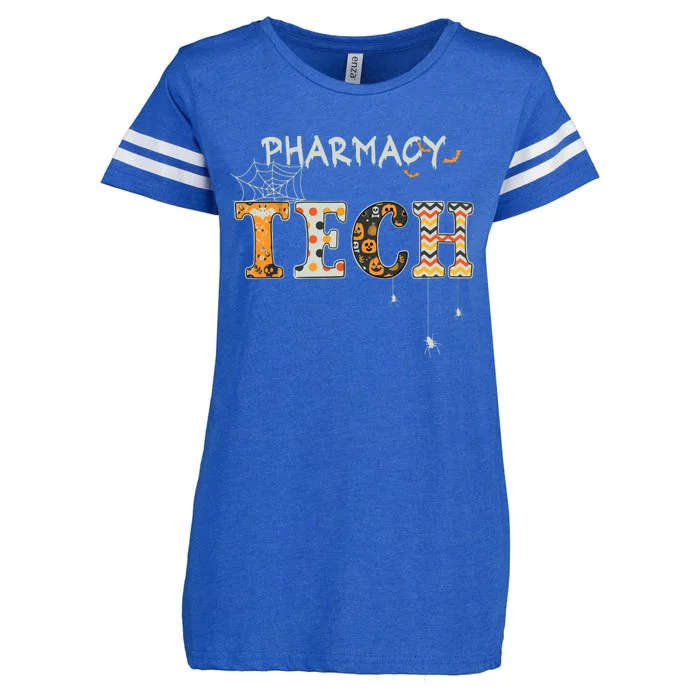 Pharmacy Technician Tech Funny Pharmacist Halloween Spooky Enza Ladies Jersey Football T-Shirt