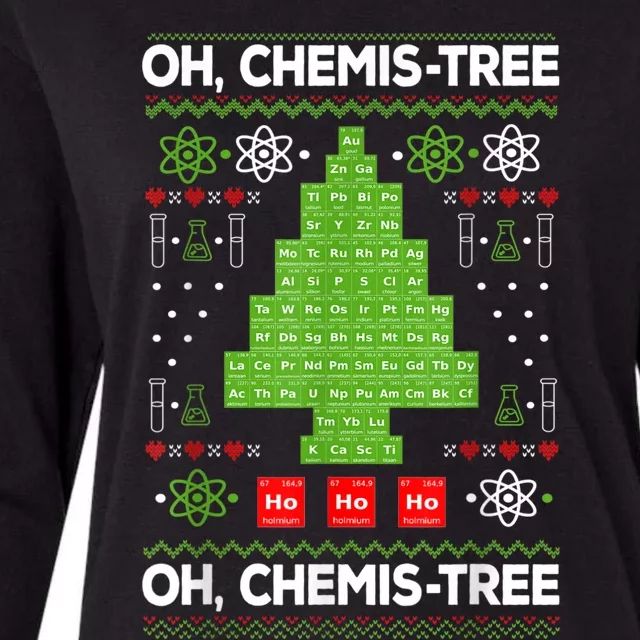 Periodic Table Tree Oh Chemistree Fun Chemistry Teacher Xmas Womens Cotton Relaxed Long Sleeve T-Shirt