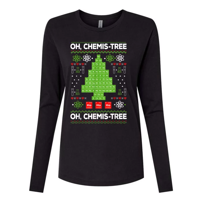 Periodic Table Tree Oh Chemistree Fun Chemistry Teacher Xmas Womens Cotton Relaxed Long Sleeve T-Shirt