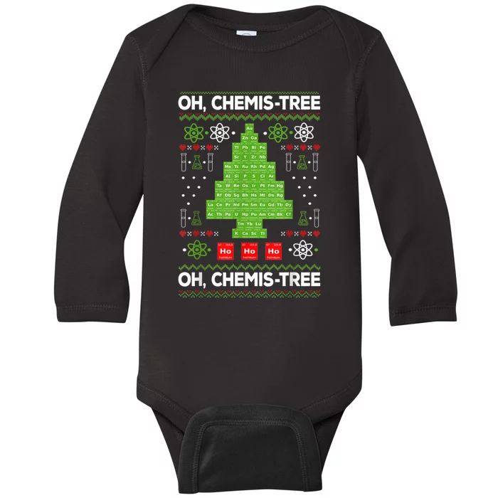 Periodic Table Tree Oh Chemistree Fun Chemistry Teacher Xmas Baby Long Sleeve Bodysuit