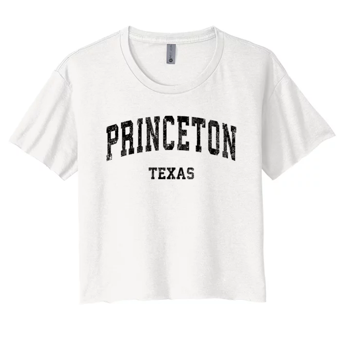 Princeton Texas Tx Vintage Established Varsity Sports Women's Crop Top Tee