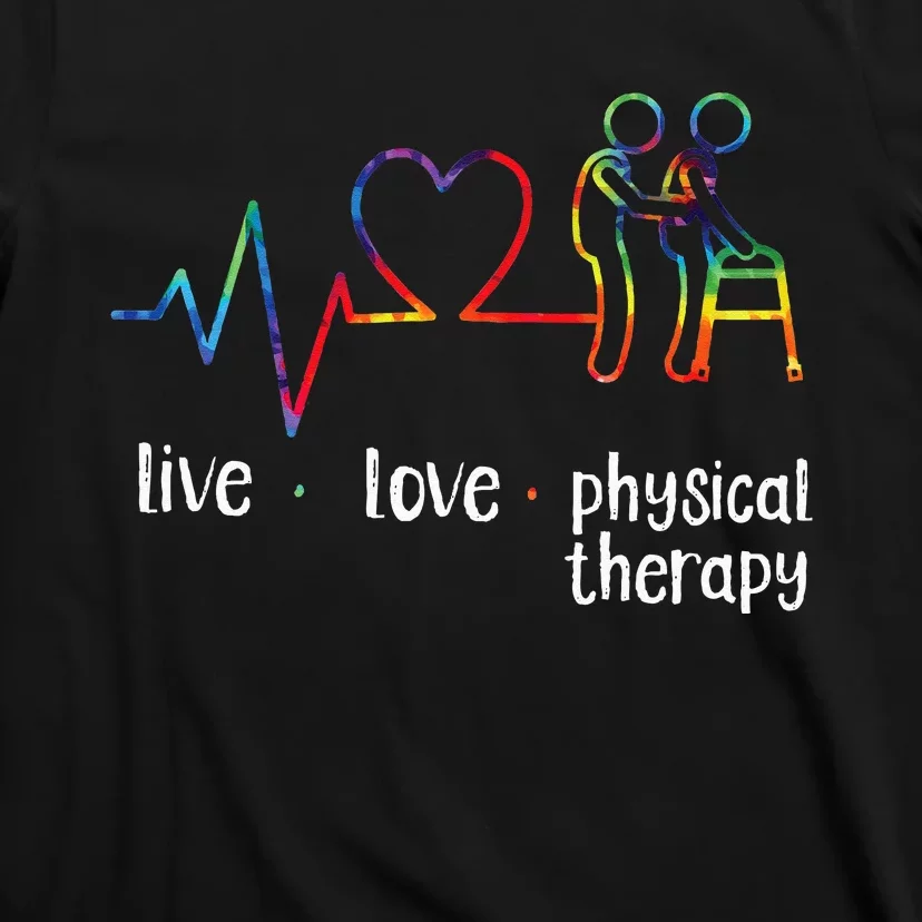 Physical Therapist Therapy Assistant Tie Dye Heartbeat Heart T-Shirt