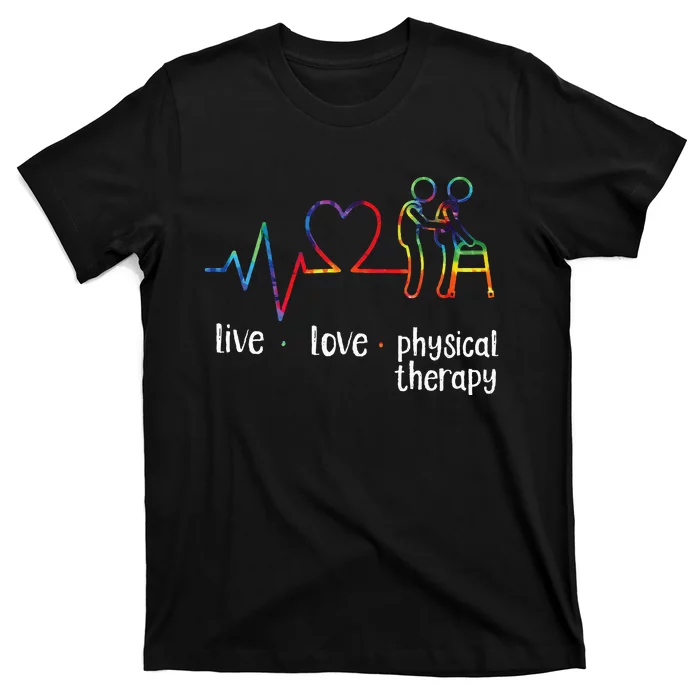 Physical Therapist Therapy Assistant Tie Dye Heartbeat Heart T-Shirt