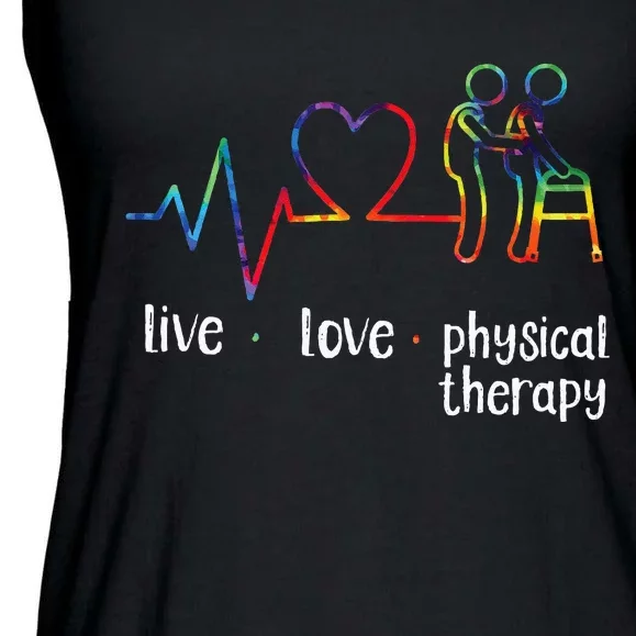 Physical Therapist Therapy Assistant Tie Dye Heartbeat Heart Ladies Essential Flowy Tank