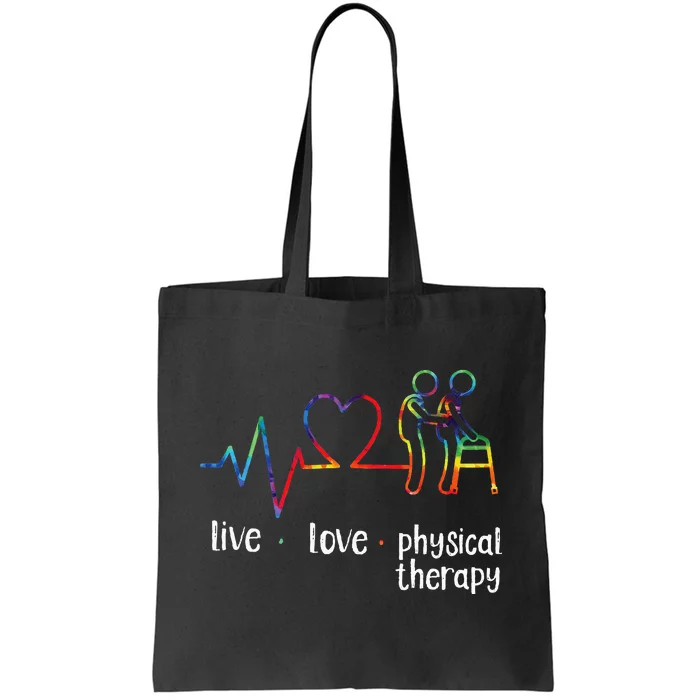 Physical Therapist Therapy Assistant Tie Dye Heartbeat Heart Tote Bag