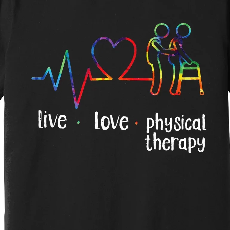 Physical Therapist Therapy Assistant Tie Dye Heartbeat Heart Premium T-Shirt