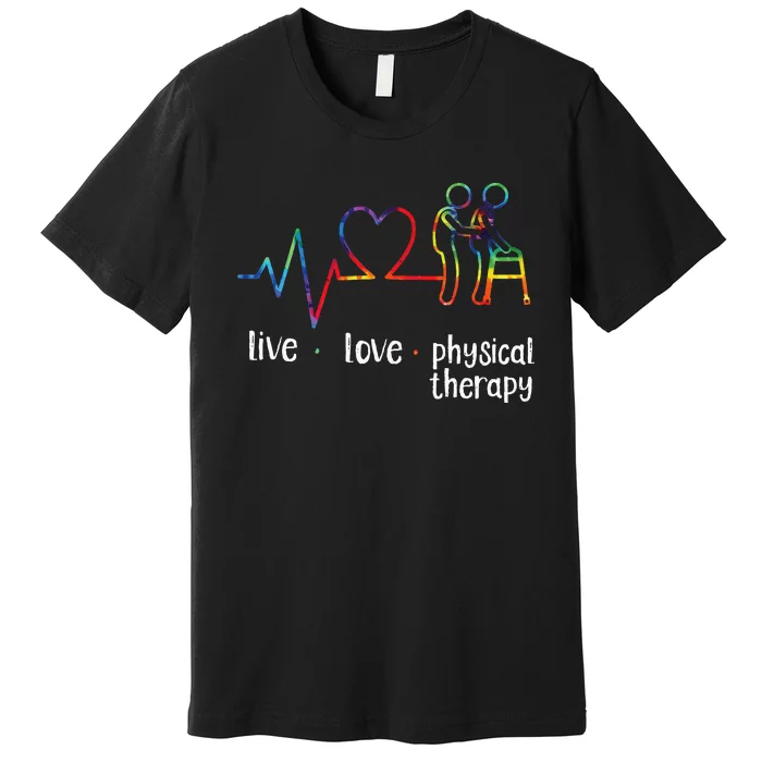 Physical Therapist Therapy Assistant Tie Dye Heartbeat Heart Premium T-Shirt