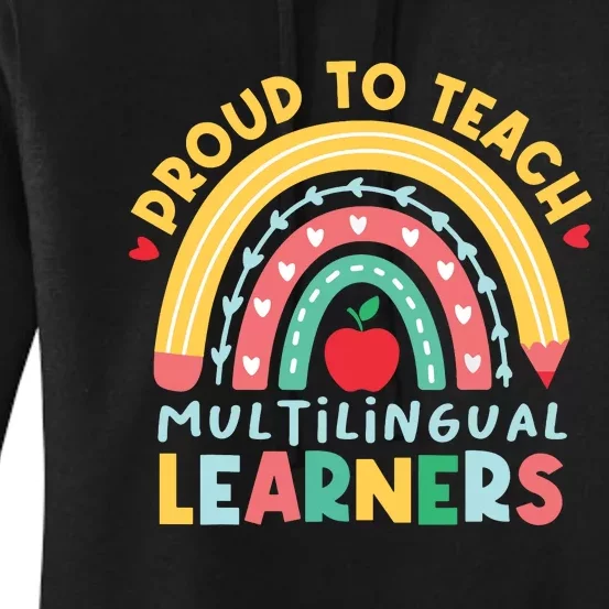 Proud To Teach Multilingual Learners Maestra Spanish Teacher Women's Pullover Hoodie