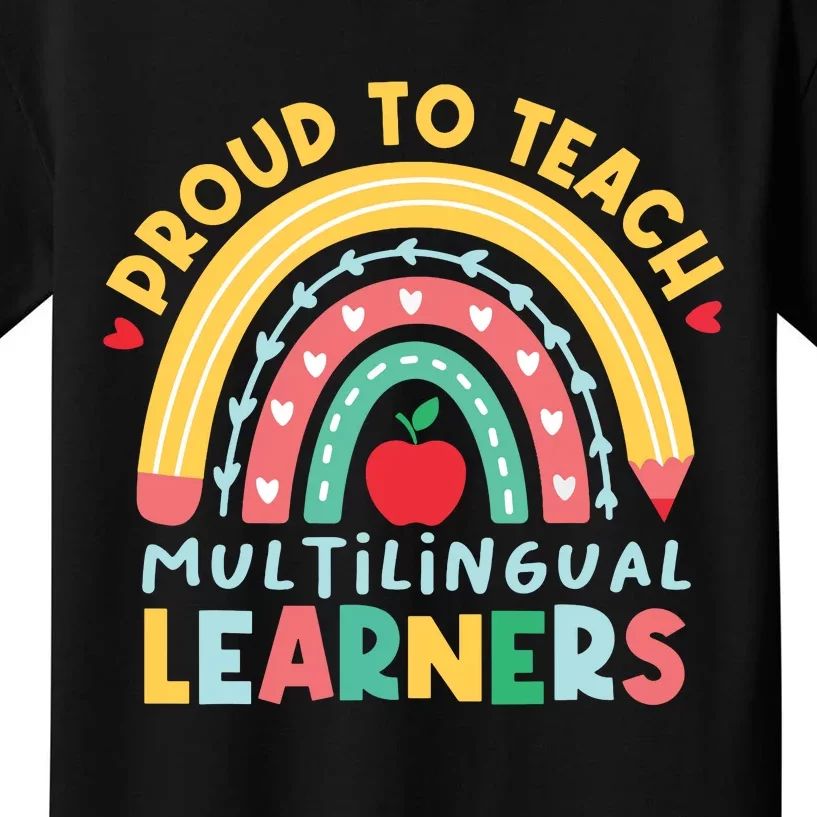 Proud To Teach Multilingual Learners Maestra Spanish Teacher Kids T-Shirt