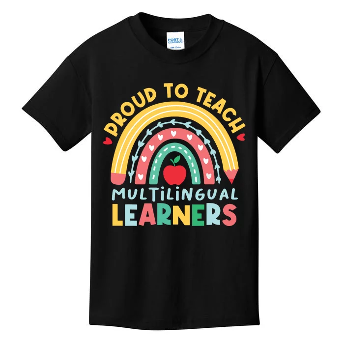 Proud To Teach Multilingual Learners Maestra Spanish Teacher Kids T-Shirt