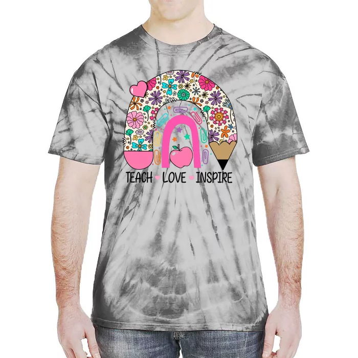 Pencail Teacher Teach Love Inspire Tie-Dye T-Shirt