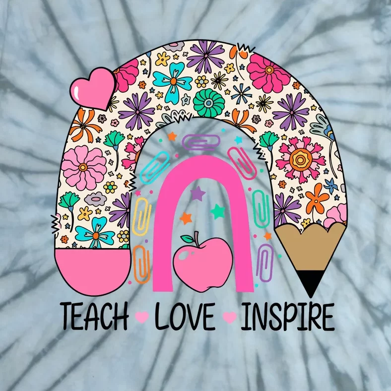 Pencail Teacher Teach Love Inspire Tie-Dye T-Shirt