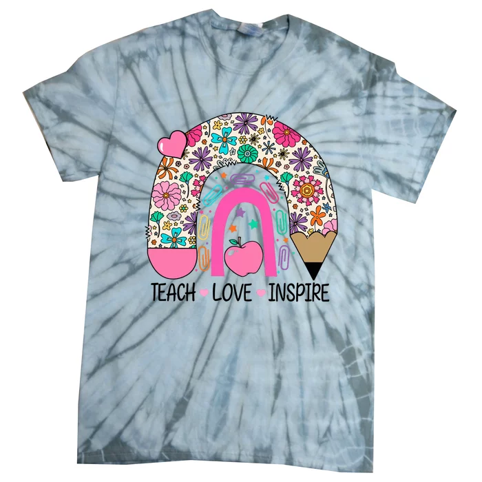 Pencail Teacher Teach Love Inspire Tie-Dye T-Shirt