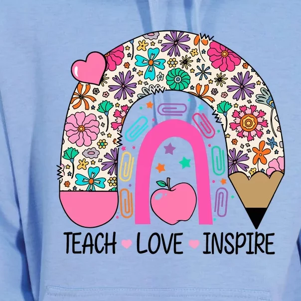 Pencail Teacher Teach Love Inspire Unisex Surf Hoodie