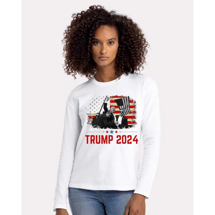 President Trump Trending Political Trump 2024 Election Womens Cotton Relaxed Long Sleeve T-Shirt