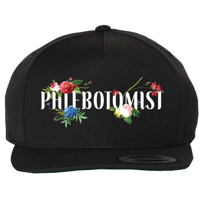 Phlebotomist Tech Technician Flower Floral Wool Snapback Cap