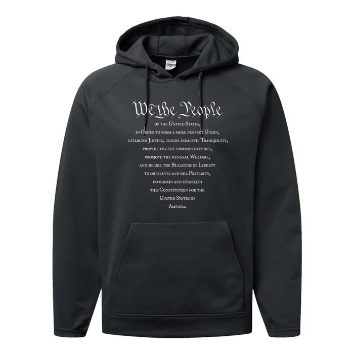 Preamble To the US Constitution 4th Of July We The People Performance Fleece Hoodie