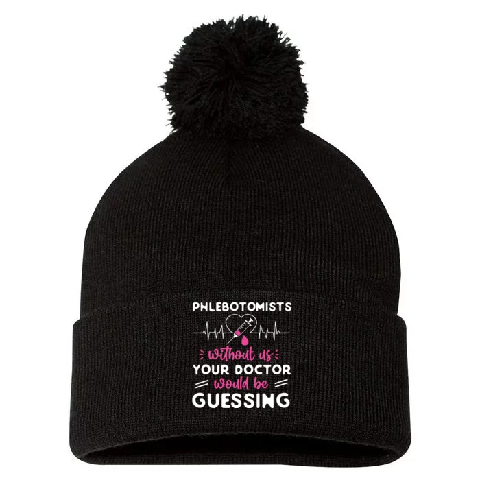 Phlebotomist Tech Technician Pom Pom 12in Knit Beanie