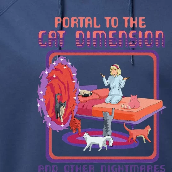 Portal To The Cat Dimension Funny Cat Kitten Lover Women Performance Fleece Hoodie