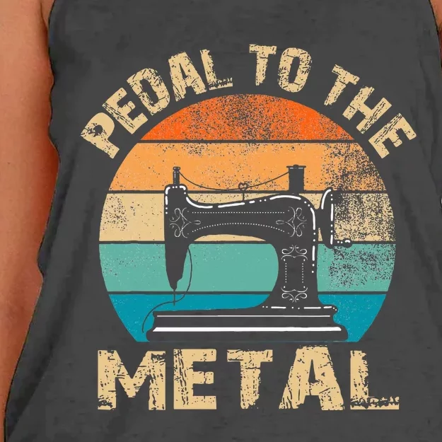 Pedal To The Metal Sewing Machine Quilter Quilting Women's Knotted Racerback Tank