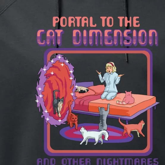 Portal To The Cat Dimension Funny Cat Kitten Lover Performance Fleece Hoodie