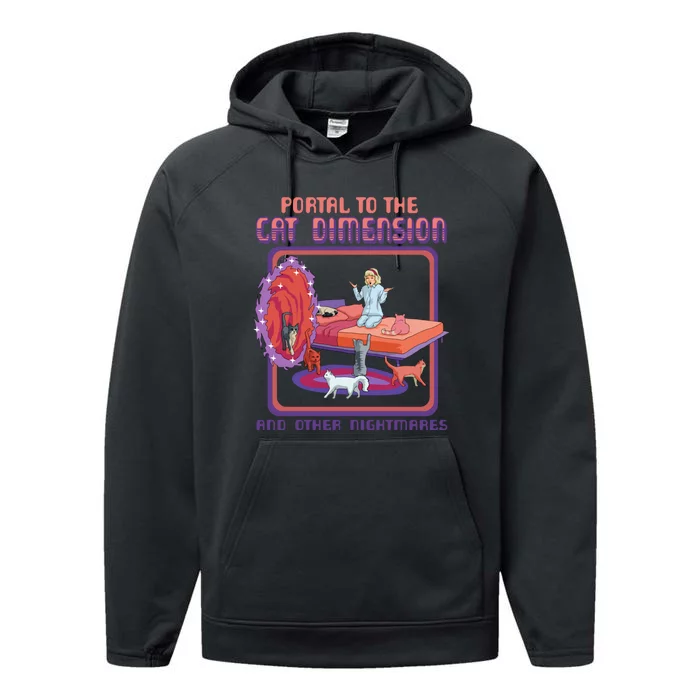 Portal To The Cat Dimension Funny Cat Kitten Lover Performance Fleece Hoodie