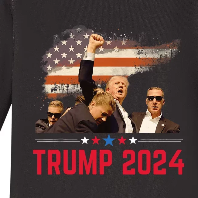 President Trump Trending Political Trump 2024 Election Baby Long Sleeve Bodysuit