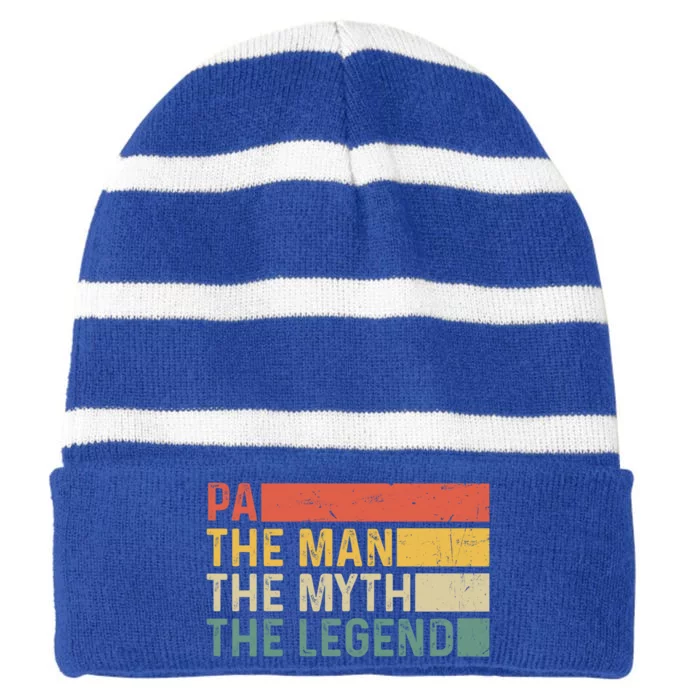 Pa The The Myth The Legend Vintage Gift For Pa Cute Gift Striped Beanie with Solid Band