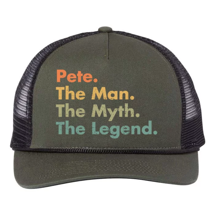 Pete The The Myth The Legend Dad Grandpa Gift Retro Rope Trucker Hat Cap