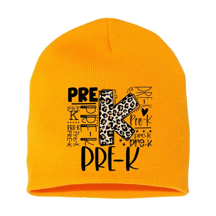 PreK Typography Team Pre K Teacher Back To School Short Acrylic Beanie