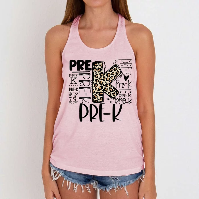 PreK Typography Team Pre K Teacher Back To School Women's Knotted Racerback Tank