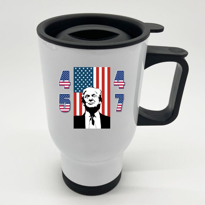 Pro Trump, Trump 45 47, Trump 2024, Flag POTUS, Vintage, He'll Be Back 2024 Front & Back Stainless Steel Travel Mug