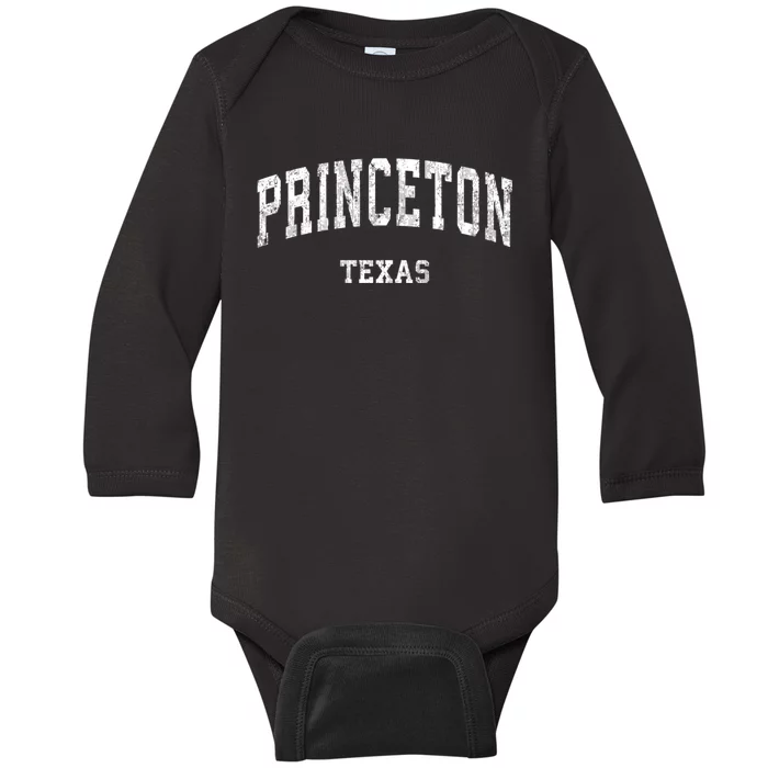 Princeton Texas Tx Vintage Varsity Sports Baby Long Sleeve Bodysuit