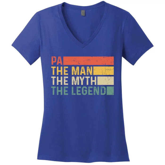 Pa The The Myth The Legend Vintage Gift For Pa Gift Women's V-Neck T-Shirt