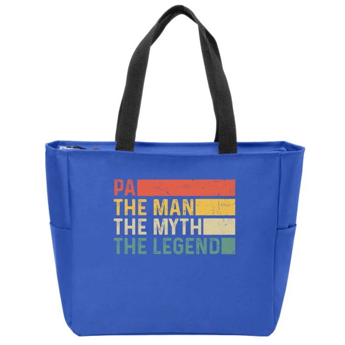 Pa The The Myth The Legend Vintage Gift For Pa Gift Zip Tote Bag