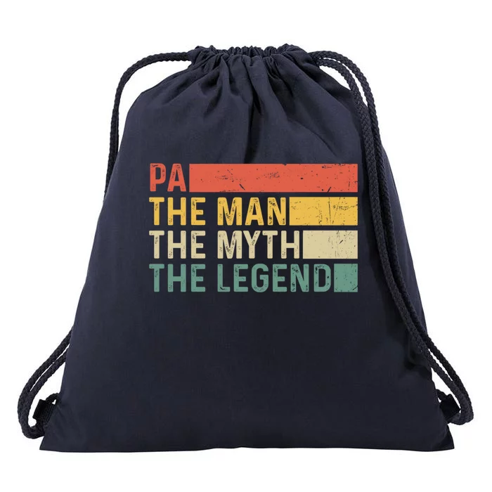 Pa The The Myth The Legend Vintage Gift For Pa Gift Drawstring Bag