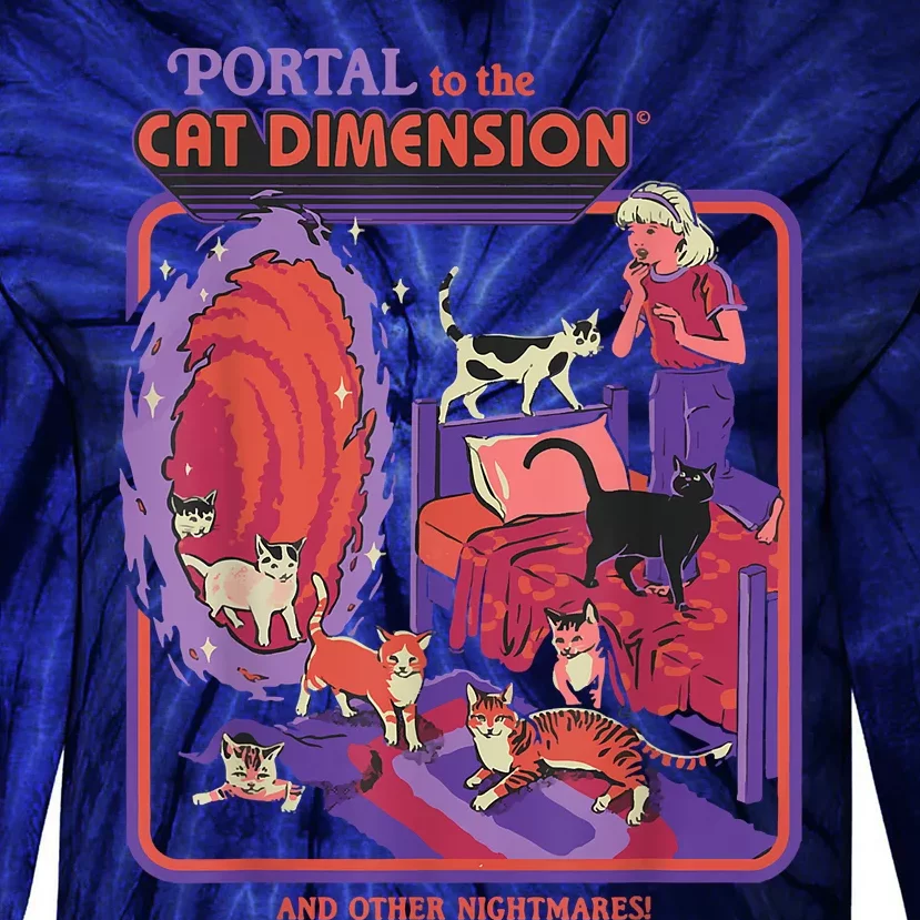 Portal To The Cat Dimension Halloween Tie-Dye Long Sleeve Shirt