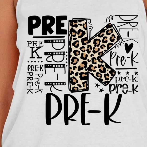 Prek Typography Team Pre K Teacher Back To School Women's Knotted Racerback Tank