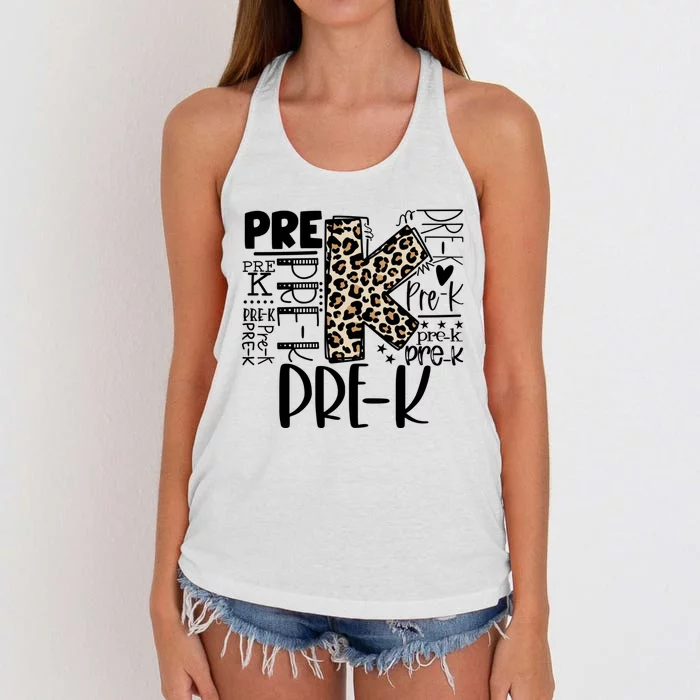 Prek Typography Team Pre K Teacher Back To School Women's Knotted Racerback Tank