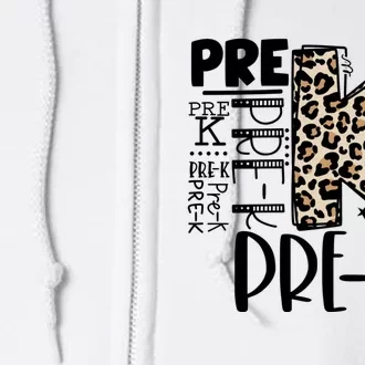 Prek Typography Team Pre K Teacher Back To School Full Zip Hoodie