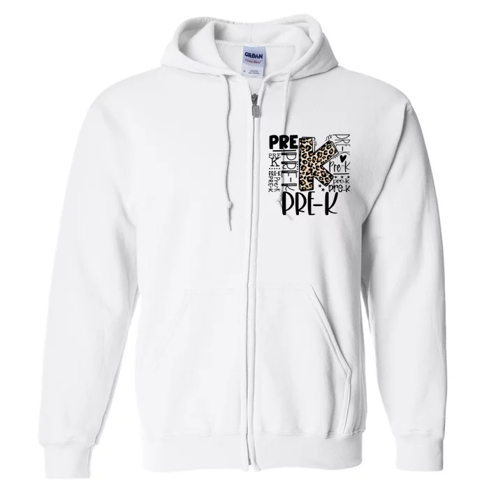 Prek Typography Team Pre K Teacher Back To School Full Zip Hoodie