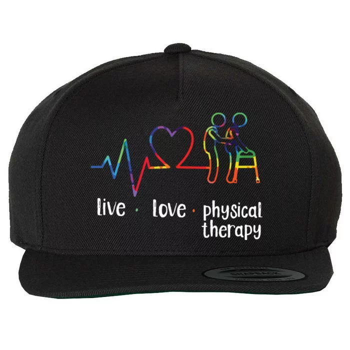 Physical Therapist Therapy Assistant Tie Dye Heartbeat Heart Wool Snapback Cap