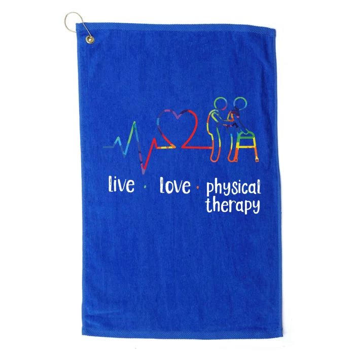 Physical Therapist Therapy Assistant Tie Dye Heartbeat Heart Platinum Collection Golf Towel